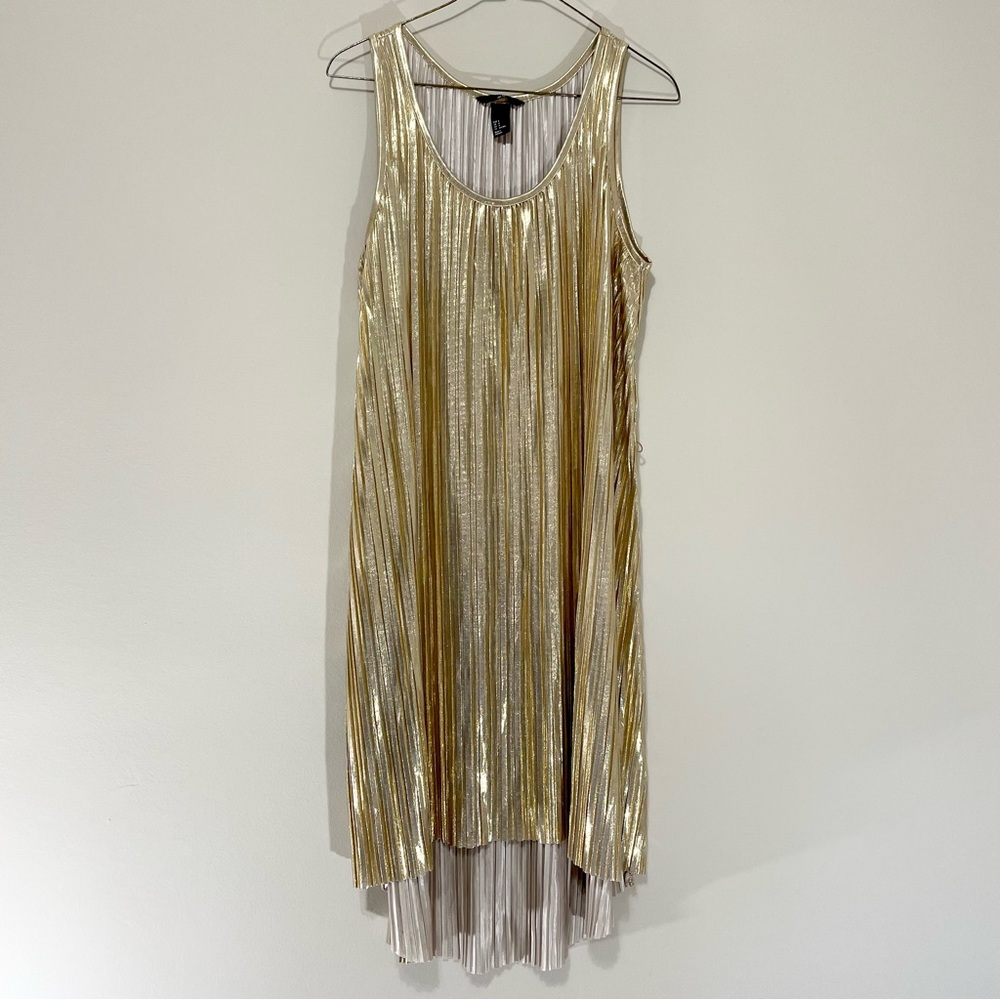 H & M Gold Metallic Sleeveless Holiday Dress Size S